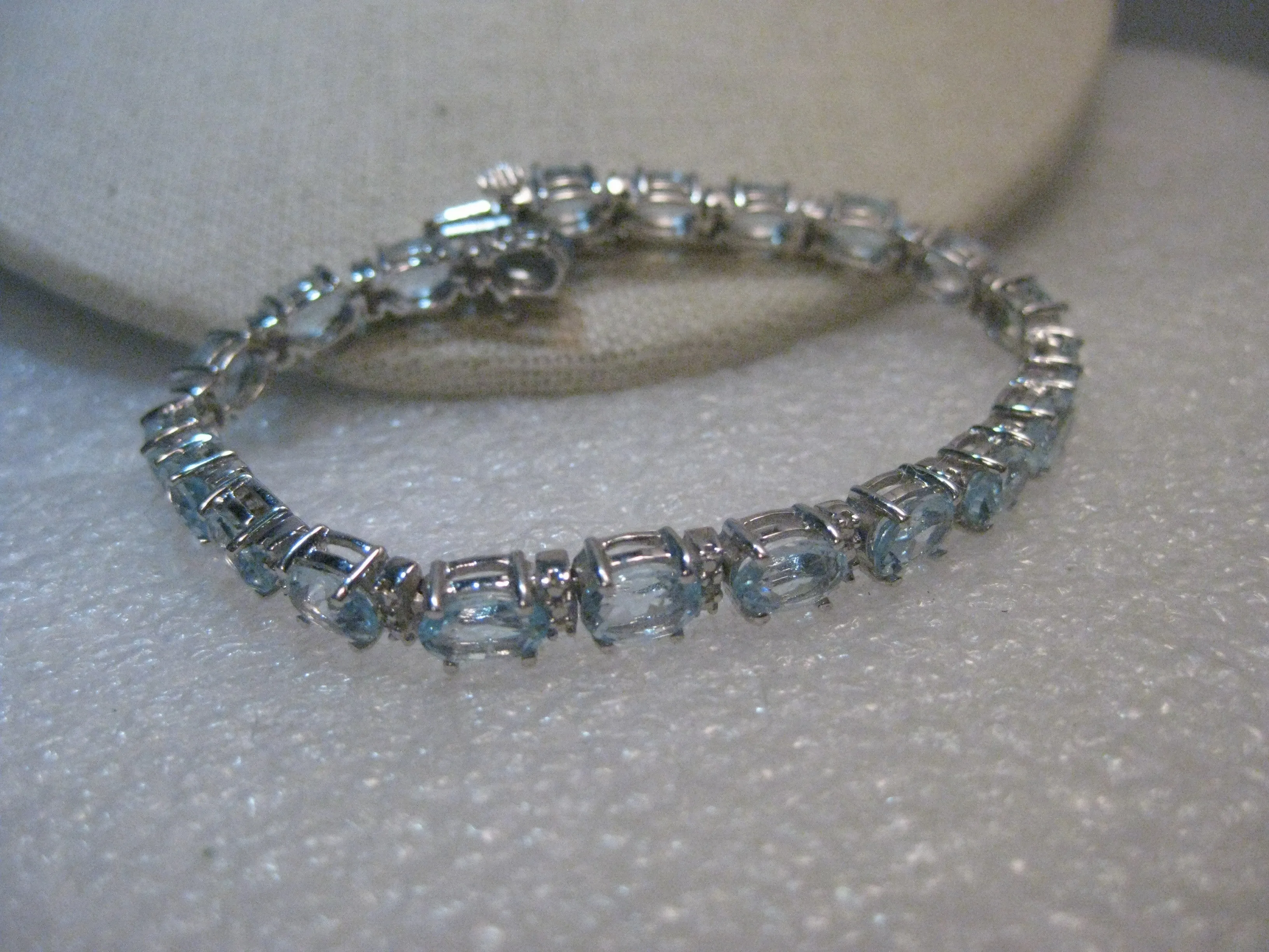Sterling Silver Created Blue Topaz Tennis Bracelet, 7", 15.75tcw, 15.31 grams, 5mm wide