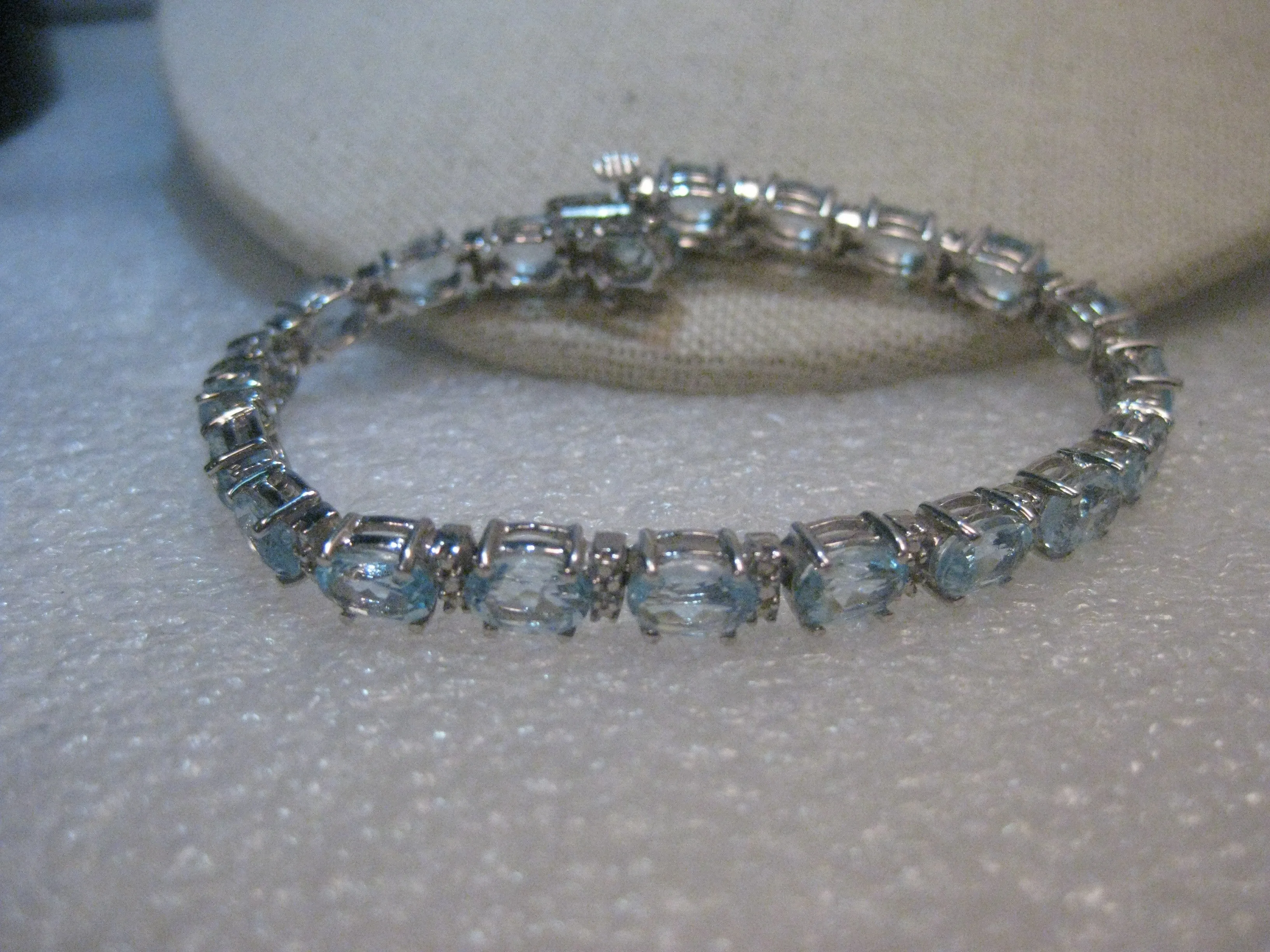 Sterling Silver Created Blue Topaz Tennis Bracelet, 7", 15.75tcw, 15.31 grams, 5mm wide