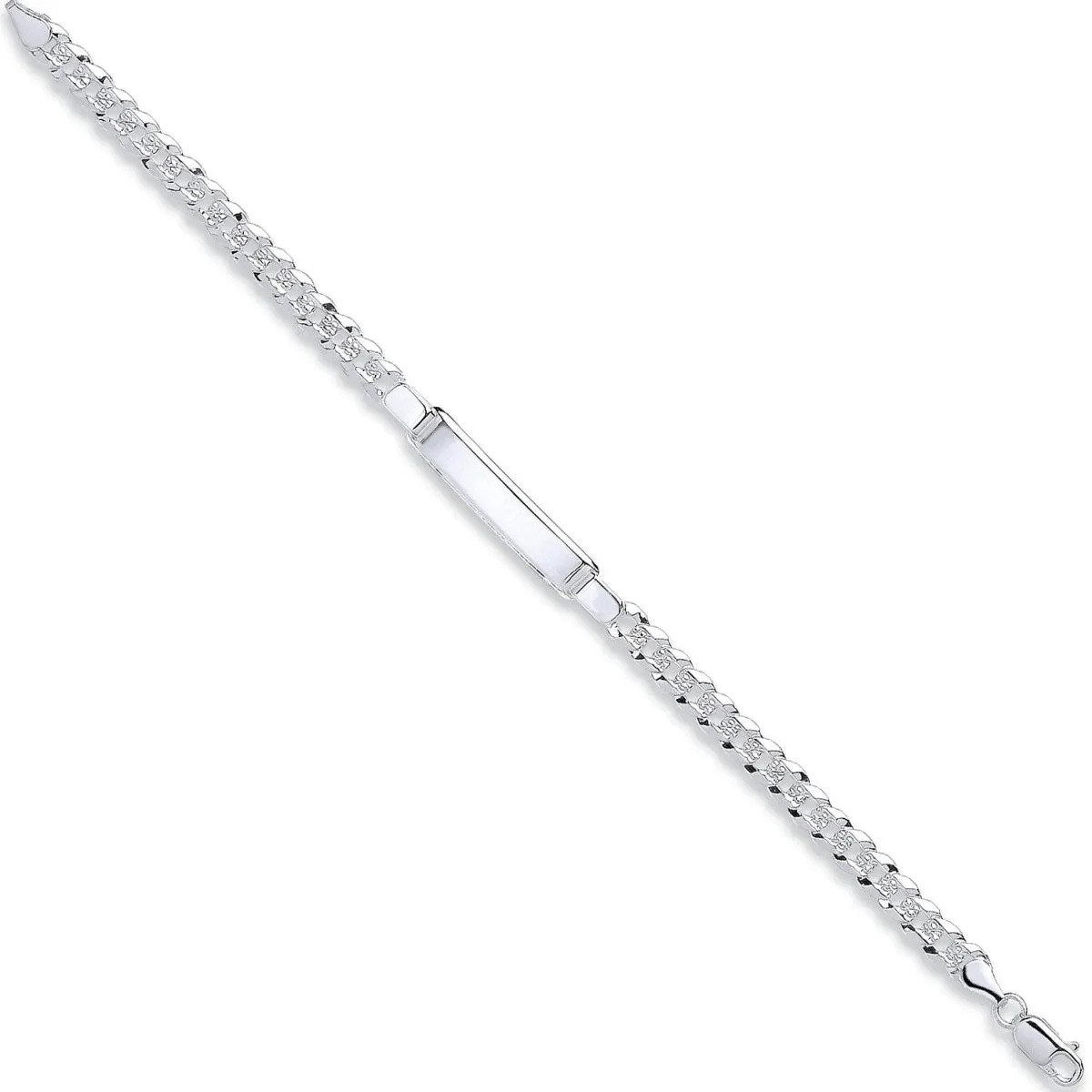 Sterling Silver Curb Pavé ID Bracelet