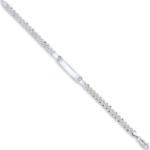 Sterling Silver Curb Pavé ID Bracelet