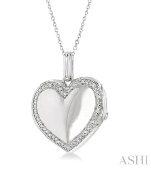 Sterling Silver Heart Locket with Diamonds
