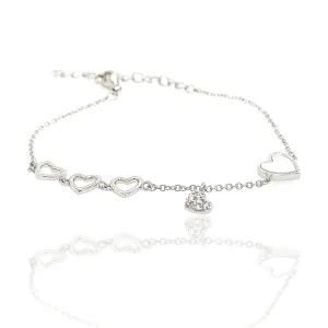 Sterling Silver Heart Mother of Pearl Girl's Charm Bracelet