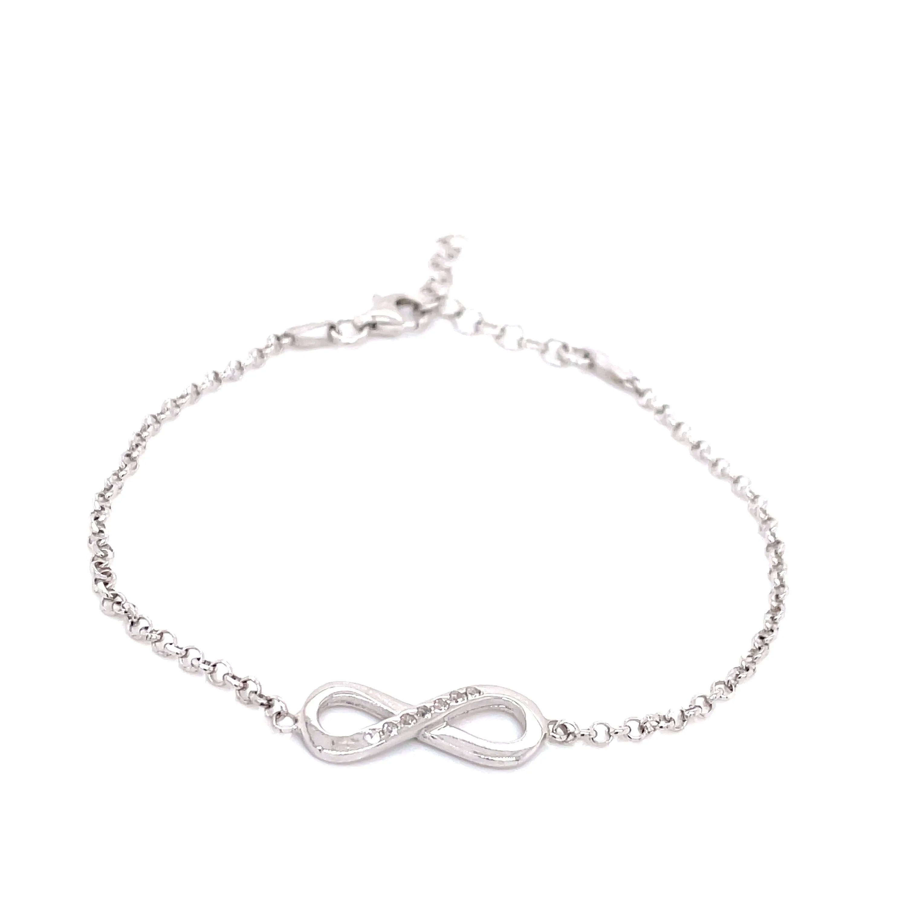 Sterling Silver Infinity Charm CZ Bracelet
