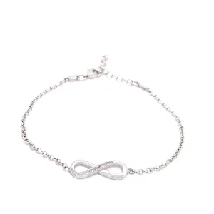 Sterling Silver Infinity Charm CZ Bracelet