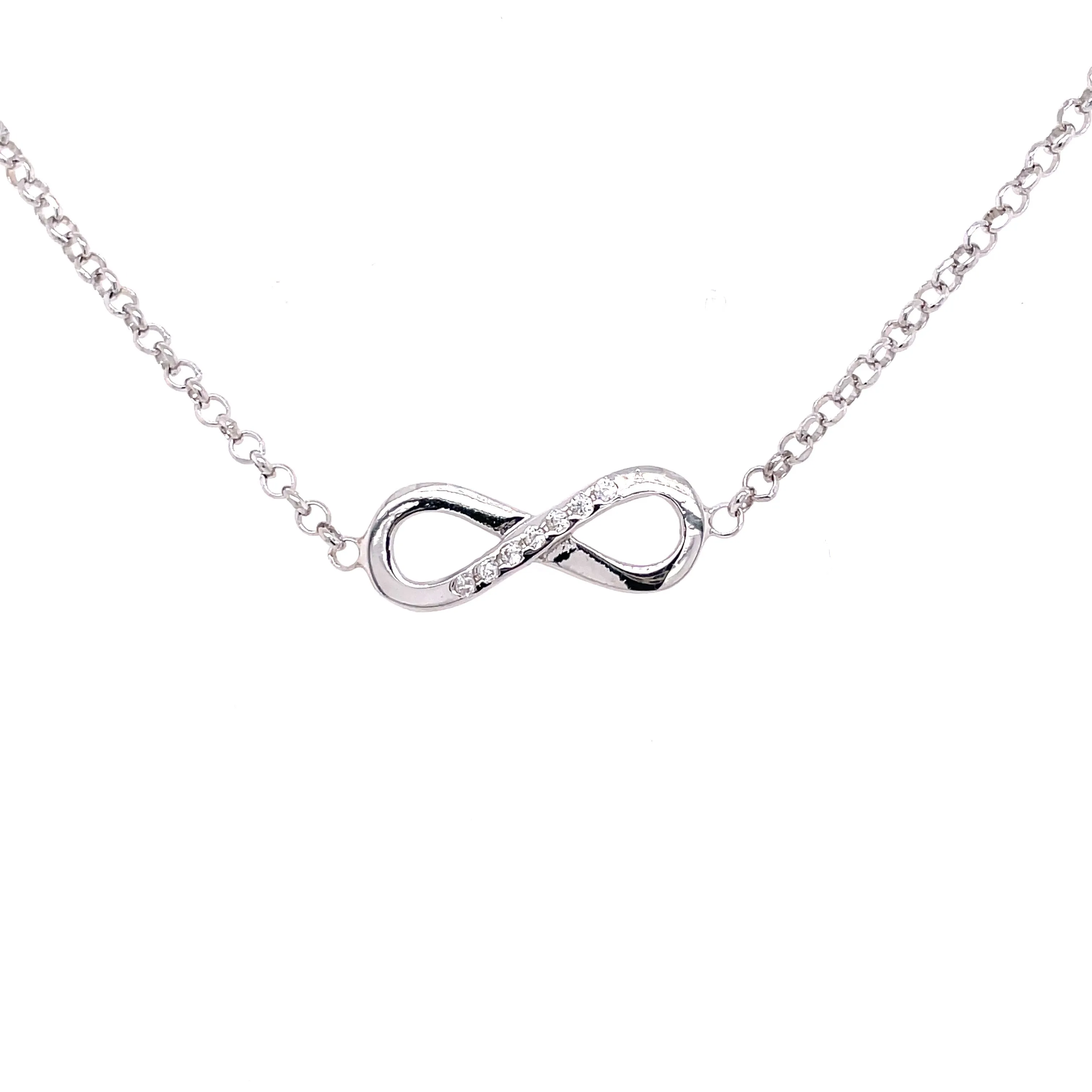Sterling Silver Infinity Charm CZ Bracelet