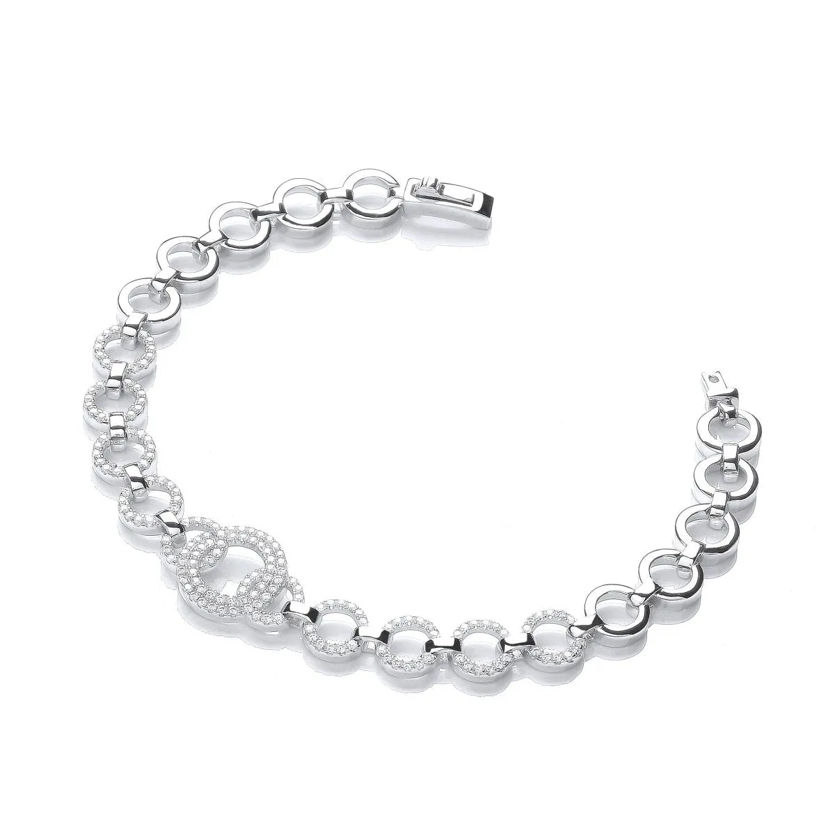 Sterling Silver Interlinking Pave CZ Bracelet