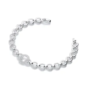 Sterling Silver Interlinking Pave CZ Bracelet
