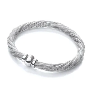 Sterling Silver Twist Mesh Bracelet