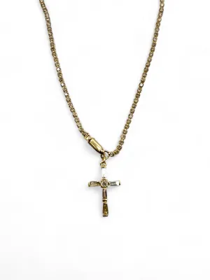TENNIS BRACELET WITH PIE CUT CROSS