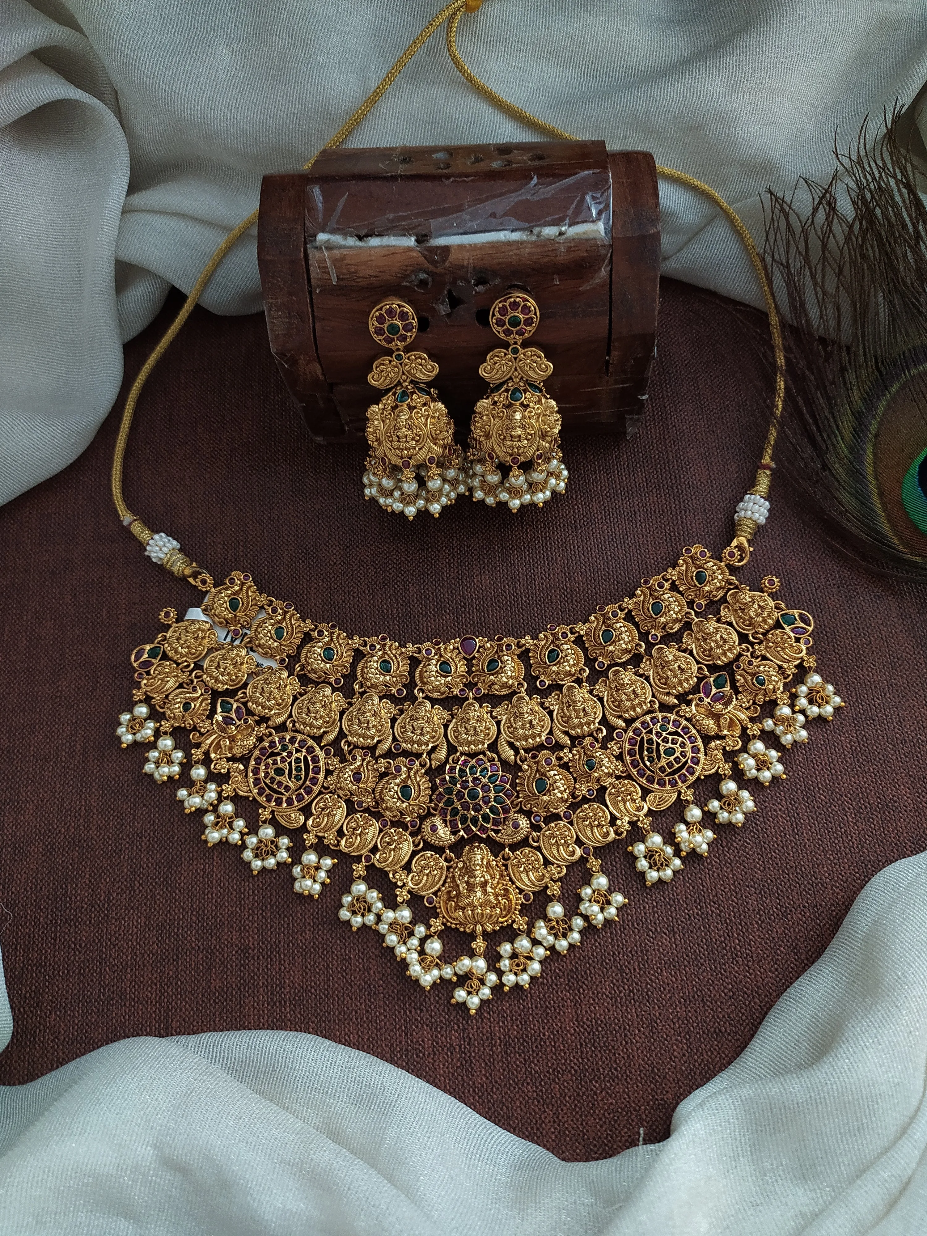 The Enchanting Multilayer Floral - Kemp Stone lakshmi ji Choker Set