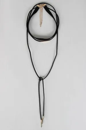 Three Piece Vegan Leather Necklace Set