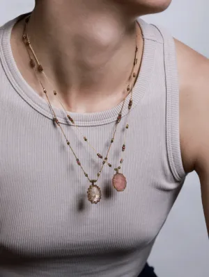 Tibetan Necklace - Strawberry Pink Quartz