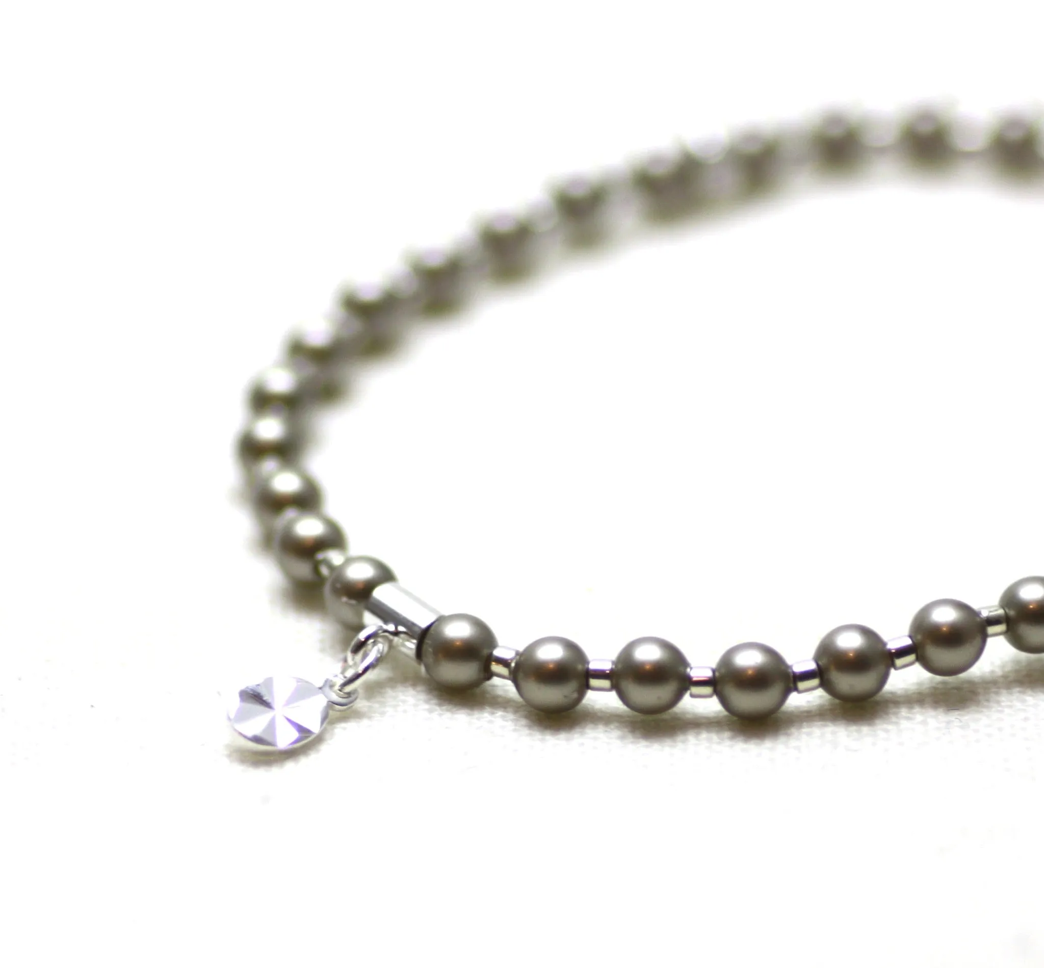Titanium Grey Pearl and Silver Wrist Tasbih