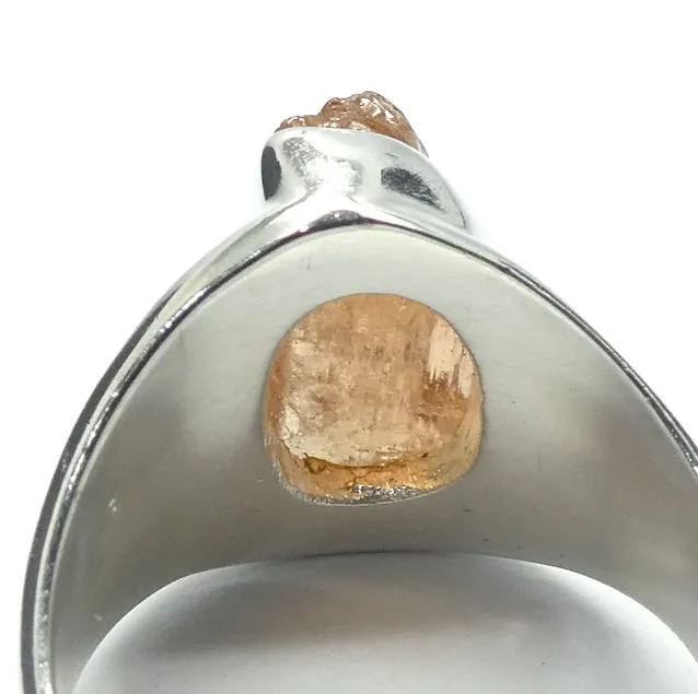 Topaz Ring, Golden, Raw Crystal, Size 7.5, 925 Silver, r4