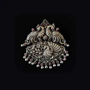 Trio Peacock Pendant With Ruby Stones