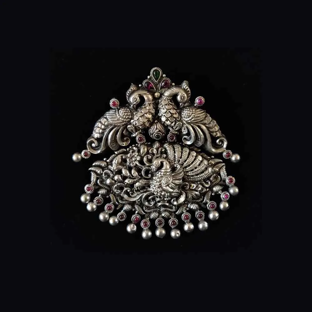 Trio Peacock Pendant With Ruby Stones
