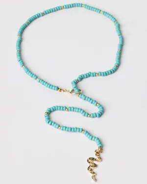 Turquoise Beaded Gold Western Snake Convertible Toggle Necklace Coastal Cowgirl