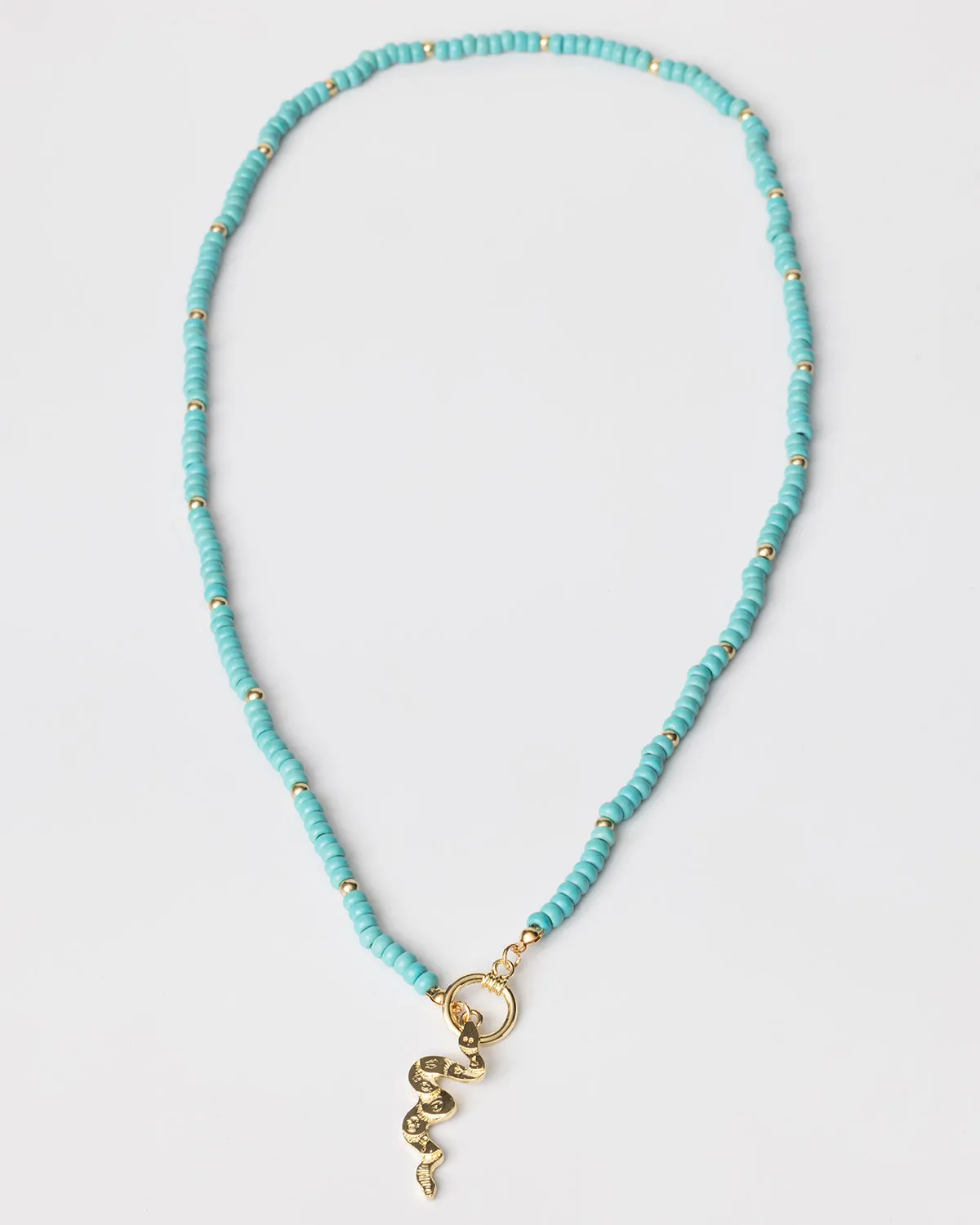 Turquoise Beaded Gold Western Snake Convertible Toggle Necklace Coastal Cowgirl