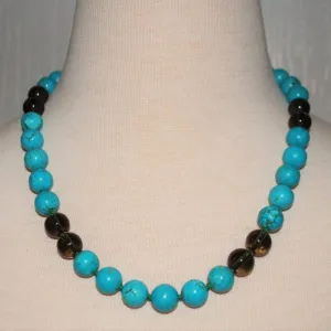 Turquoise with Black Quartz Color Block Necklace