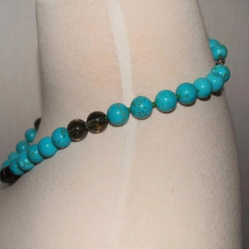 Turquoise with Black Quartz Color Block Necklace
