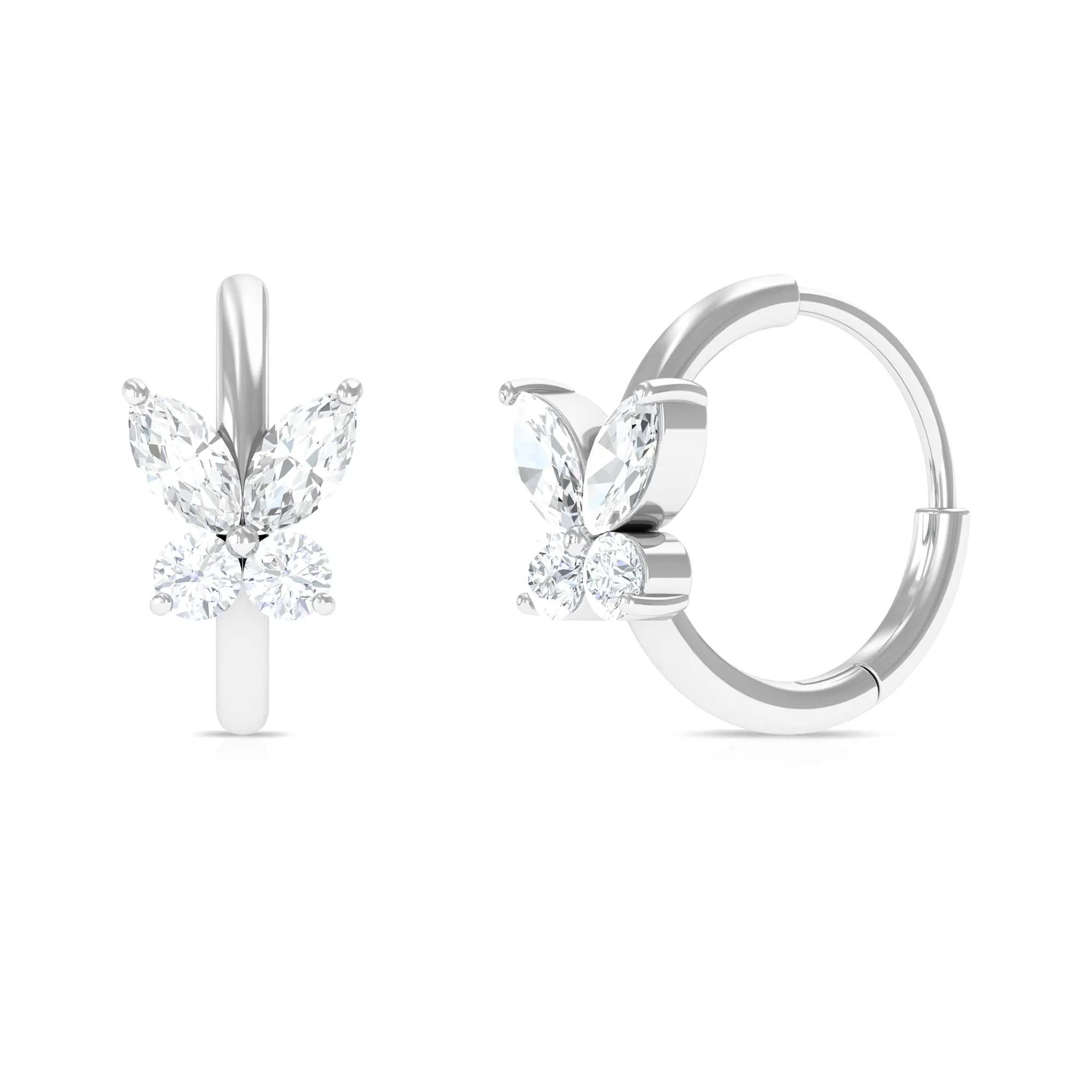 Unique Moissanite Butterfly Hoop Earring for Cartilage Piercing