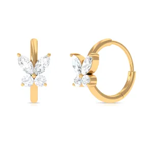 Unique Moissanite Butterfly Hoop Earring for Cartilage Piercing