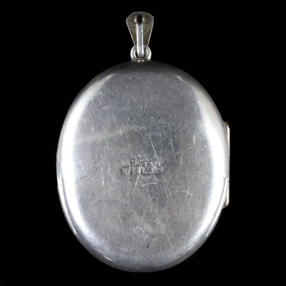 Vintage Large Bird Motif Locket Silver Dated Birmingham 1978
