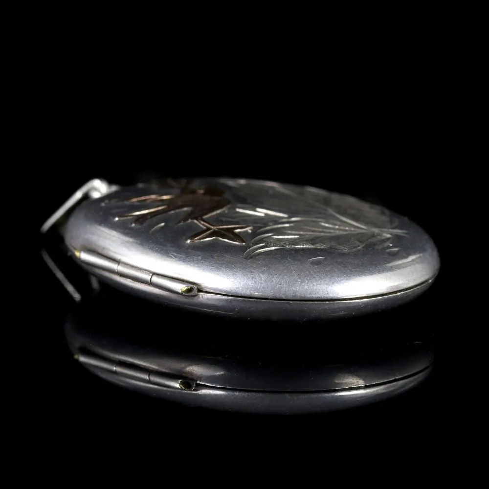 Vintage Large Bird Motif Locket Silver Dated Birmingham 1978