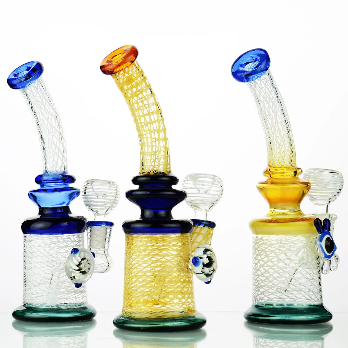 Water Pipe glass color details and dry herb bowl 10"