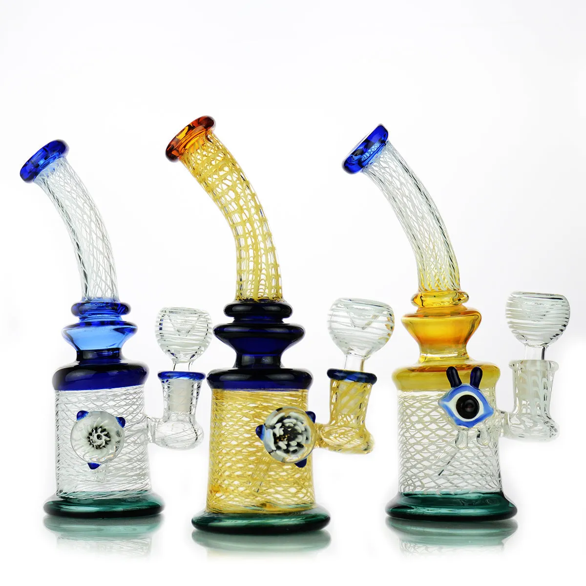 Water Pipe glass color details and dry herb bowl 10"