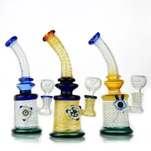 Water Pipe glass color details and dry herb bowl 10"