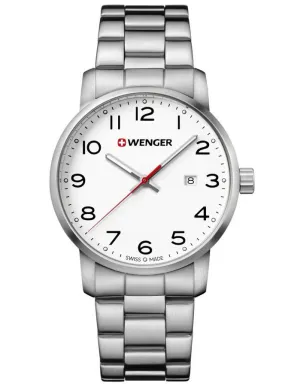 Wenger Mens Avenue Watch - White Dial - Stainless Steel - Bracelet - Date - 100m