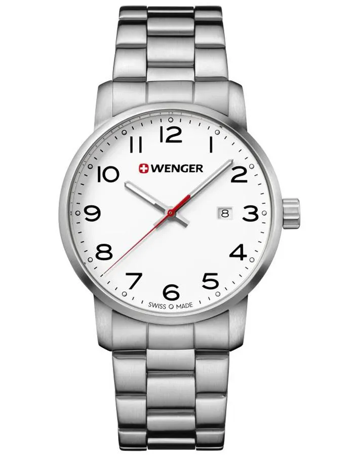 Wenger Mens Avenue Watch - White Dial - Stainless Steel - Bracelet - Date - 100m