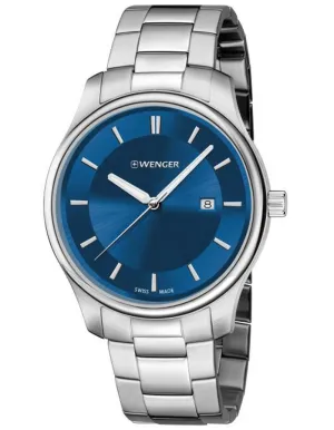 Wenger Womens City Classic Watch - Blue Dial - Stainless Steel - Bracelet - Date