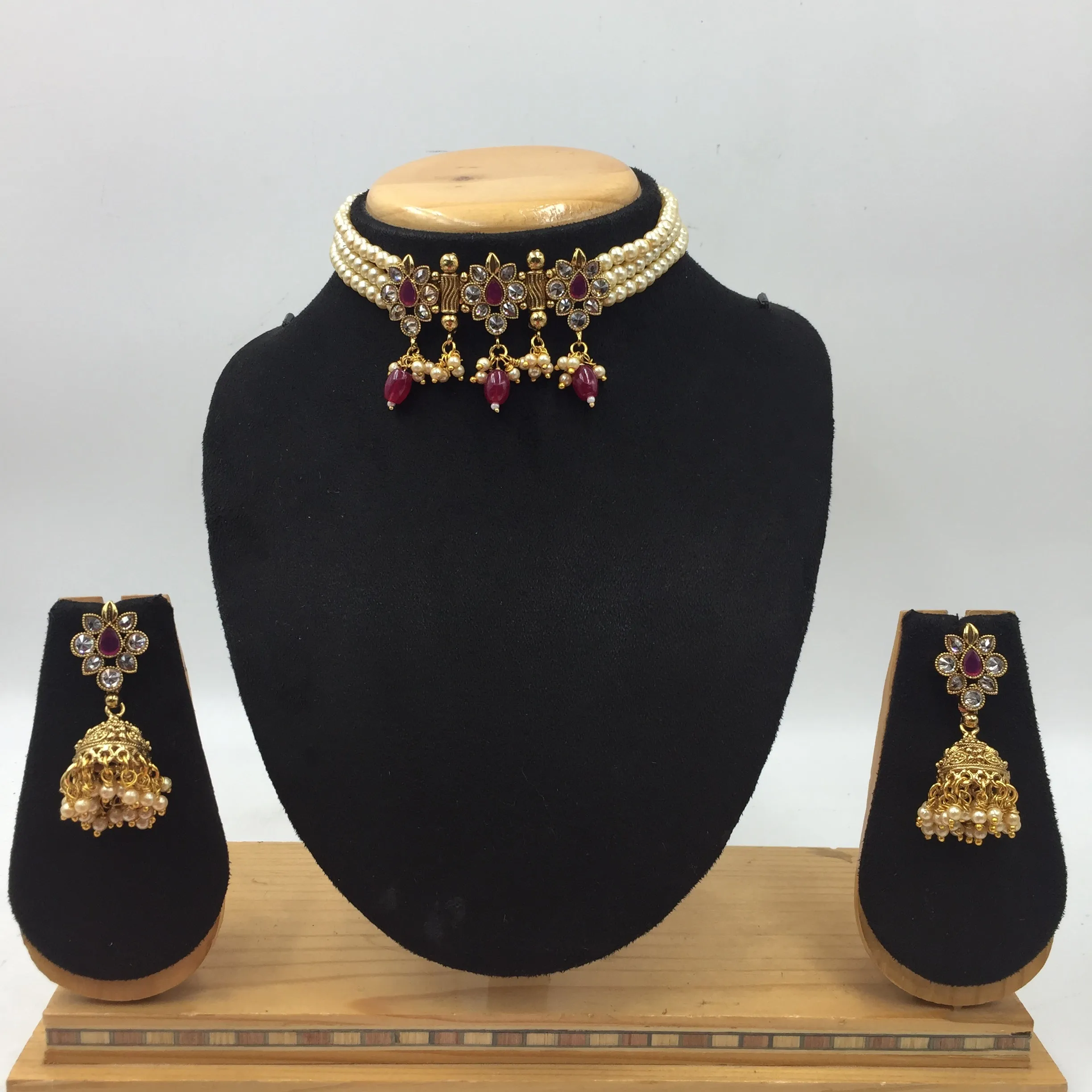 White Polki Necklace Set 10473-6093