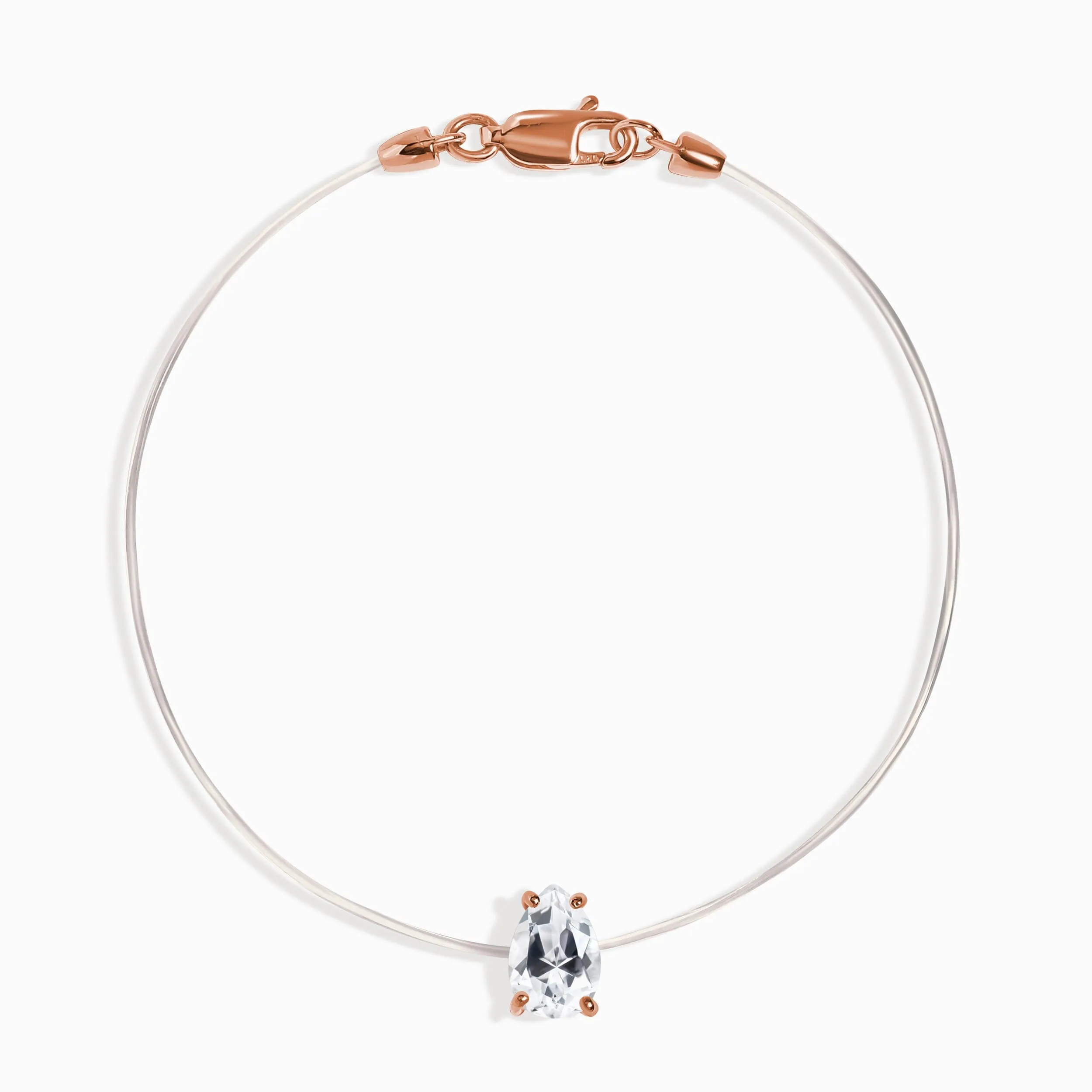 White Topaz Bracelet Floating Sway - April Birthstone
