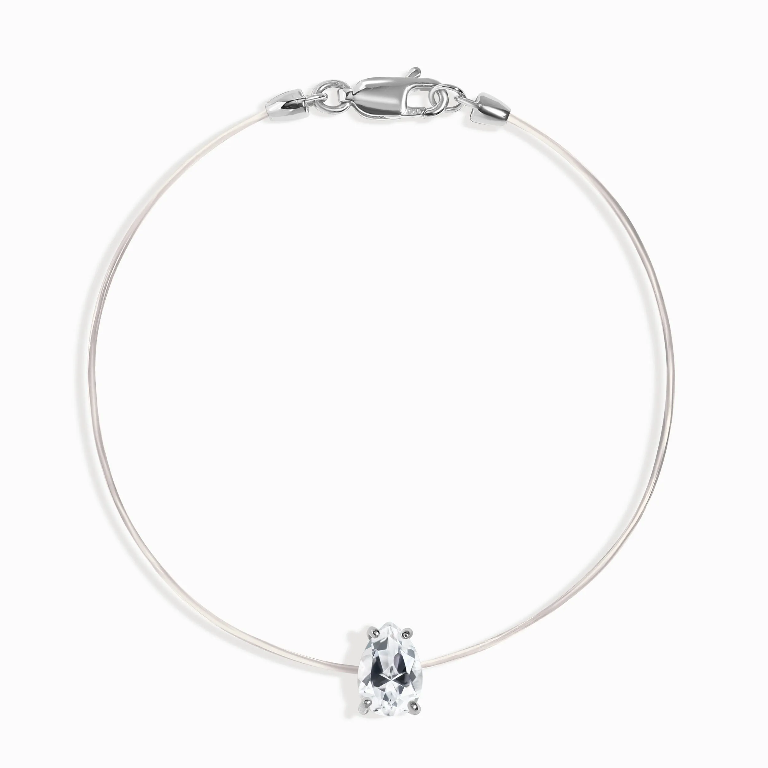 White Topaz Bracelet Floating Sway - April Birthstone