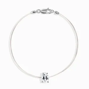 White Topaz Bracelet Floating Sway - April Birthstone