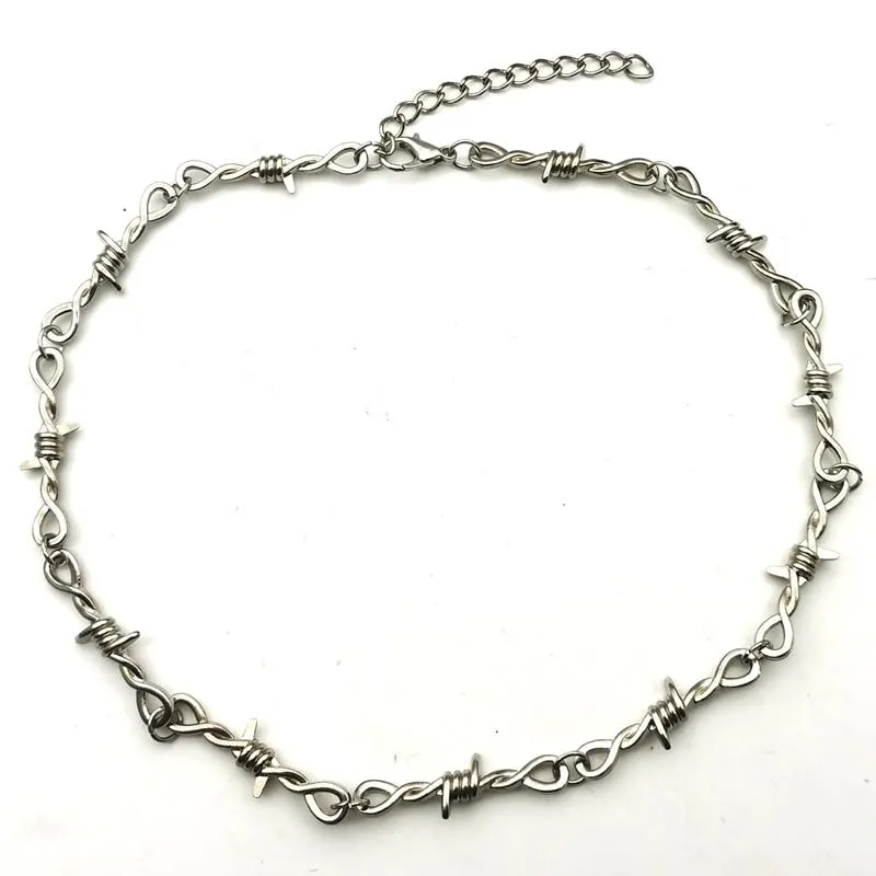 Wire Brambles Choker Necklace for Women Barbed Wire Chain Choker