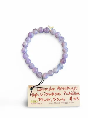 Wrist Mala - Lavender Amethyst w/ Small Pyrite Whale Tail