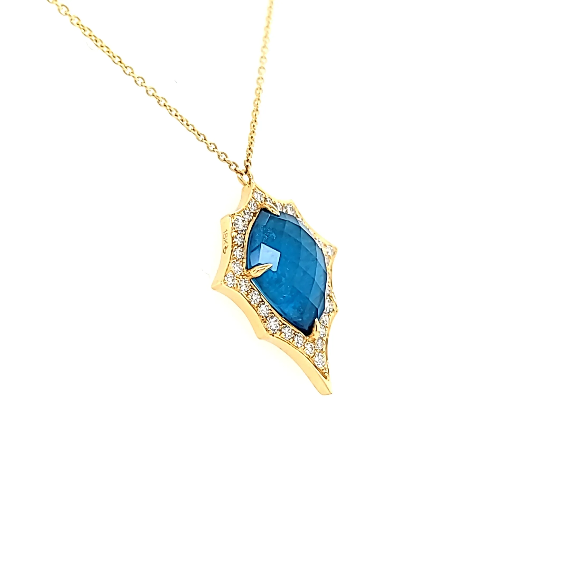 Yellow Gold Apatite & Diamond Necklace (I7733)