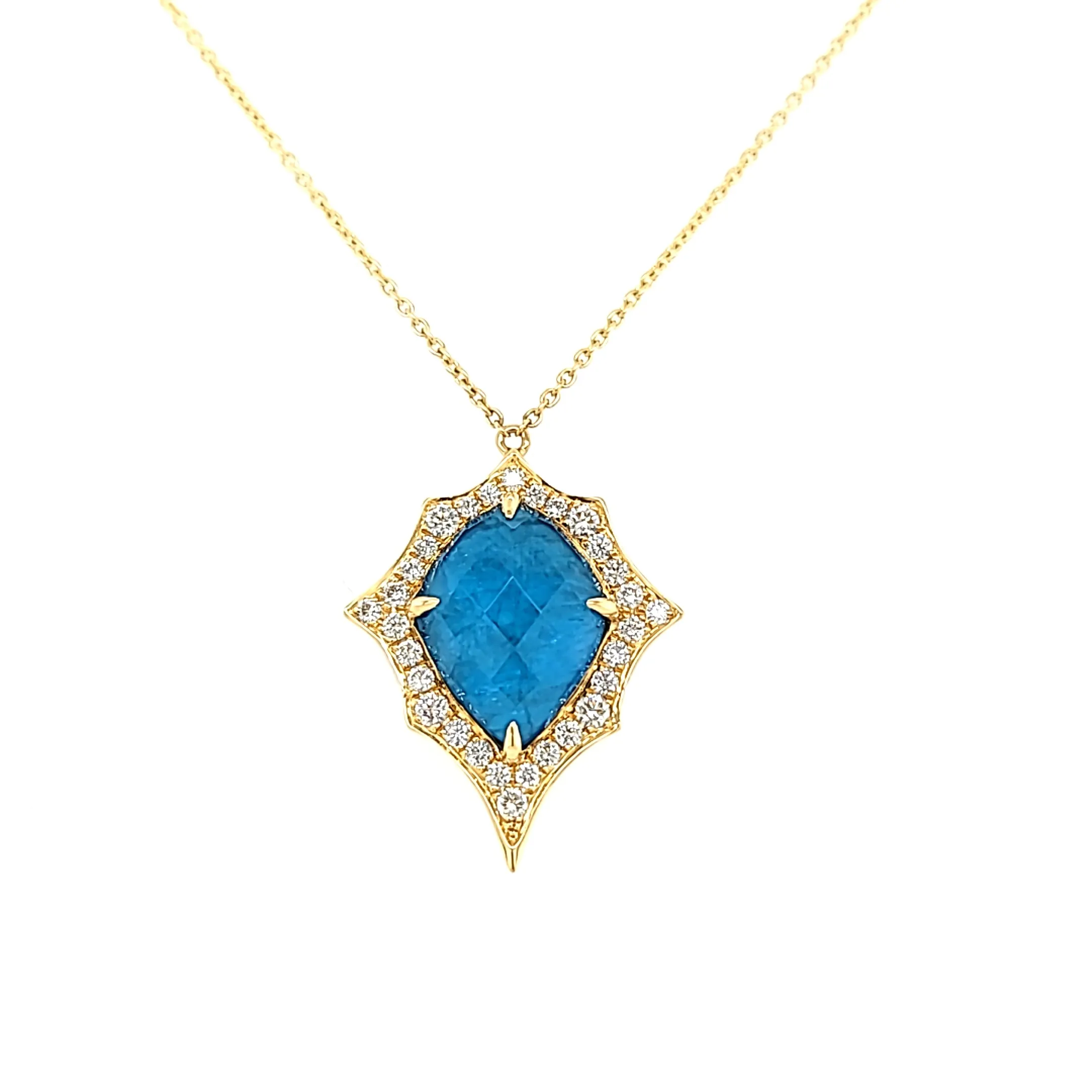Yellow Gold Apatite & Diamond Necklace (I7733)
