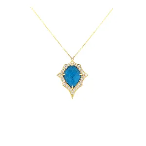 Yellow Gold Apatite & Diamond Necklace (I7733)